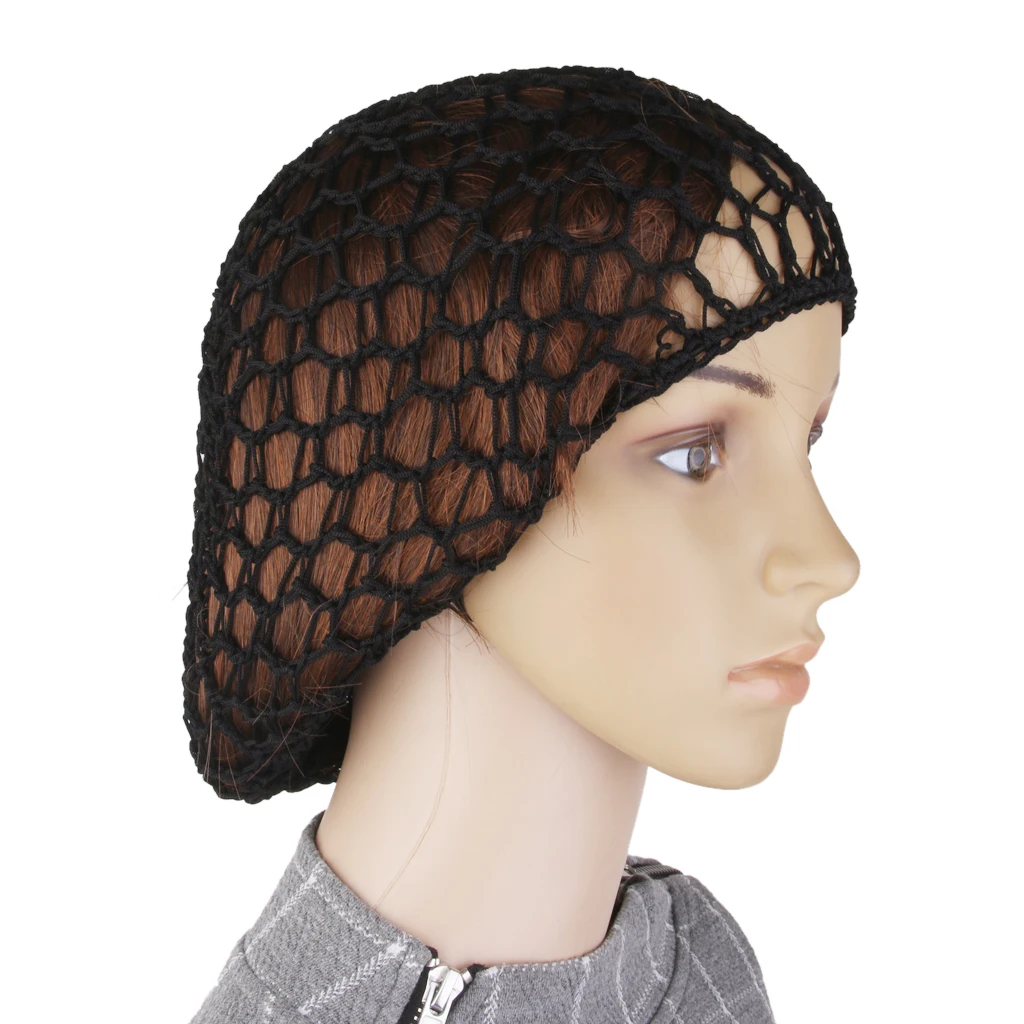 

1 Piece Women Soft Rayon Snood Crochet Hairnet Fashionable Black Hair nets Cap Hair Accessories