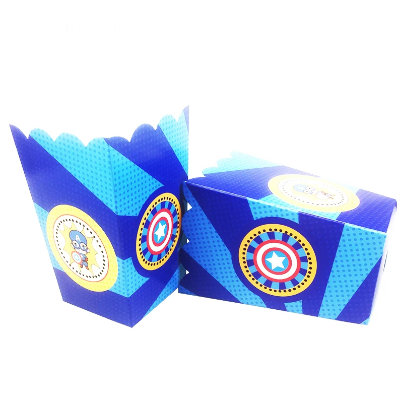 Мультфильм Мстители вечерние одноразовые посуда бумажные тарелки салфетки флаг чашки детская игрушка в ванную день рождения принадлежности и украшения - Цвет: popcorn box 6pcs