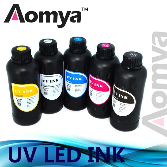 Cheap Aomya 500mlx10colors 3D LED UV Ink Print on glass/wood/metal/plastic/PVC Ink for Flatbed Printer for Epson DX3 DX4 DX5 DX6