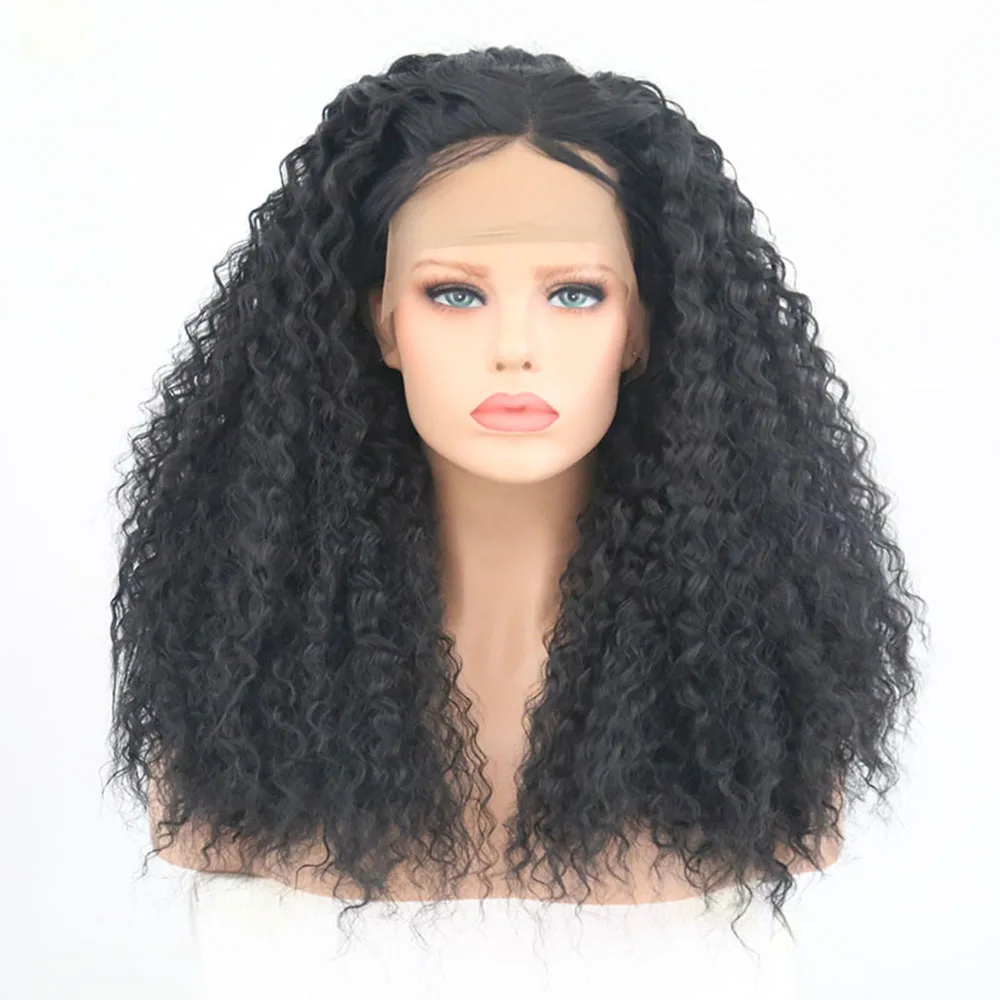Charisma 150Density Kinky Curly Black Hair Color Long Synthetic Lace