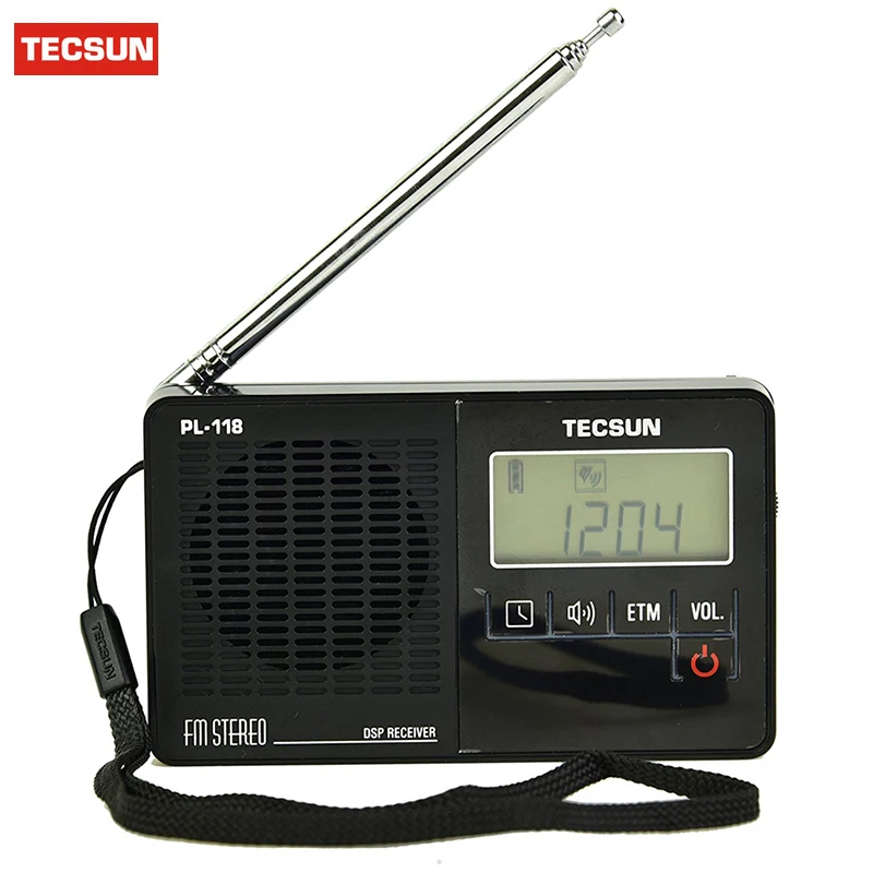 Tecsun PL-118 PL118 радио-часы ультра-легкий Портативный карманный мини цифровое радио, PLL DSP FM радио диапазона часы с ЭТМ