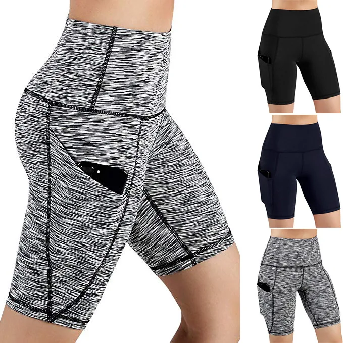 New Women High Waist Out Pocket Yoga Short Running Athletic Yoga Shorts Pants Ropa Deportiva Mujer Running Fitness Gym Hot