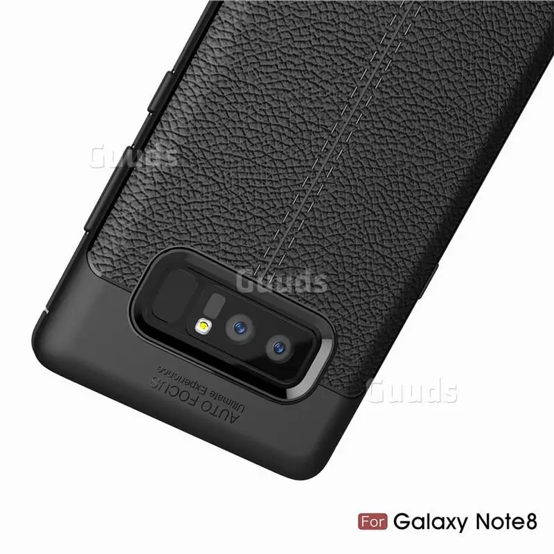 Luxury Auto Focus Litchi Texture Silicone TPU Back Cover for Samsung Galaxy Note 8 - Black