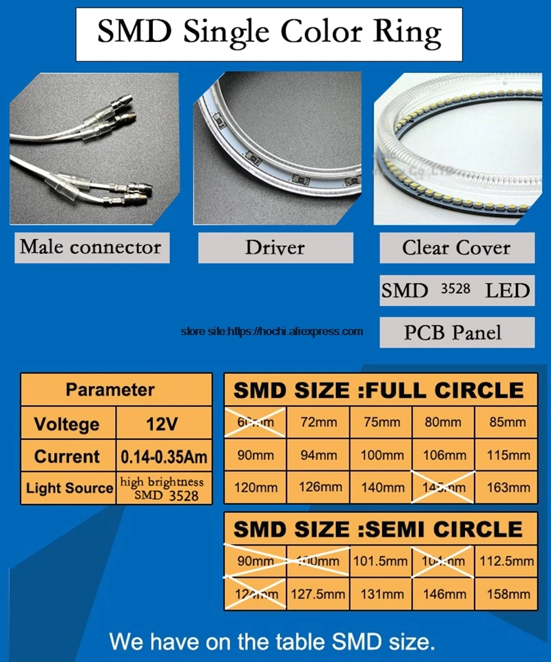 HochiTech для hyundai Tiburon 2003-2006 ультра яркий SMD белый светодиодный ангельские глазки 2600LM 12 В halo Кольцо Комплект дневной ходовой светильник DRL