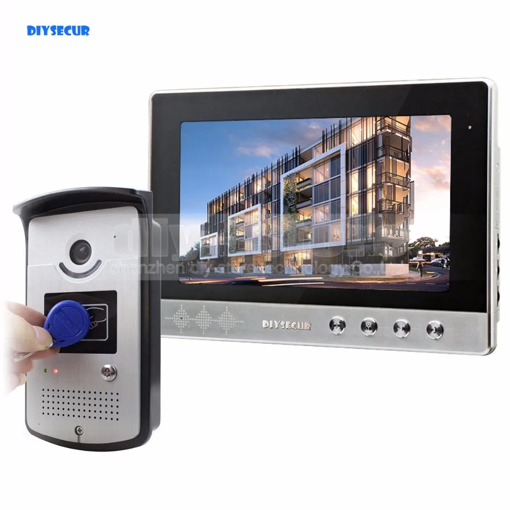 

DIYSECUR 10 inch Wired Video Door Phone Doorbell Home Security Intercom System RFID Camera LED Color Night Vision