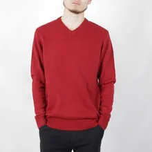 Весна осень сплошной цвет v-образным вырезом мужская одежда пуловер вязаный свитер пальто мужской трикотаж свитер с длинными рукавами Повседневная спортивная одежда