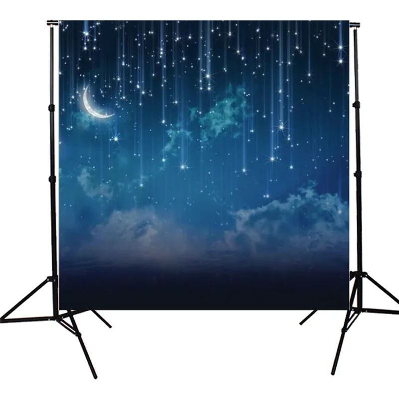 

10x10FT Blue Sky Moon Glitter Star Night Custom Photography Background For Studio Photo Props Photographic Backdrops