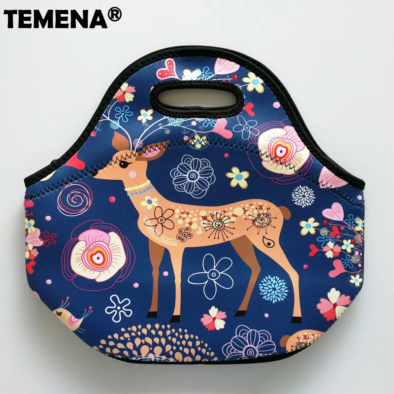

100% Neoprene Warm Heat Cartoon Lunch Bag Bolsa Termica Bolsa Nevera Picnic Kids Lunchbags Tote With Zipper