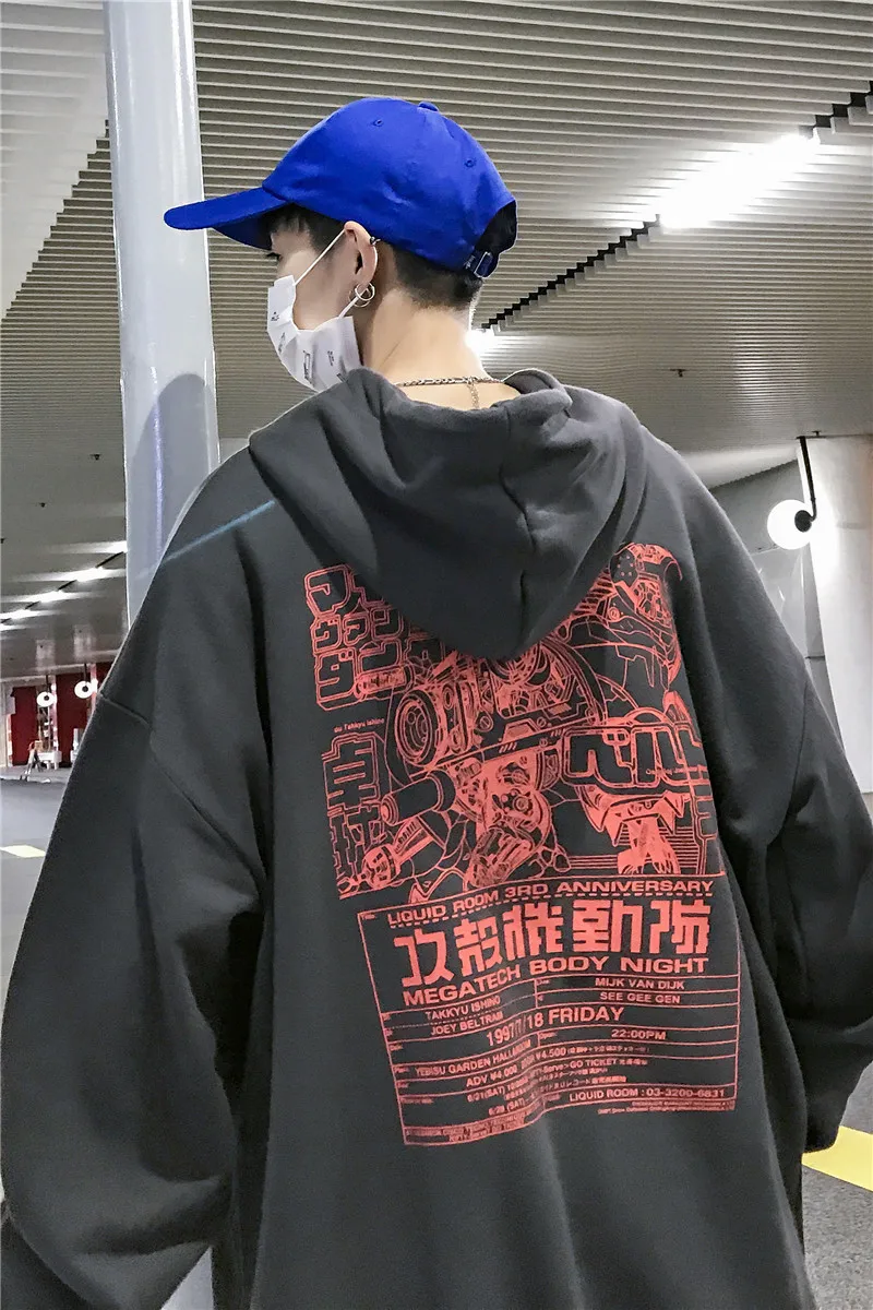 

Fashion Casual Men's Hoodie Spring And Autumn New M-XL Print Hooded Loose Top Jacket Tricolor Personality Youth Popular