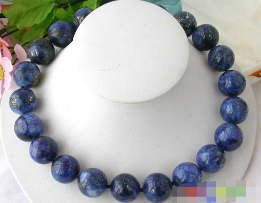 

Jewelr 004944 17INCH blue round lapis lazuli necklace