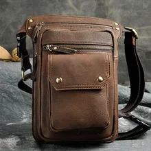 Мужская винтажная сумка-мессенджер из натуральной кожи Crazy Horse через плечо, многофункциональная сумка для верховой езды на бедрах, поясная сумка, сумка для ног