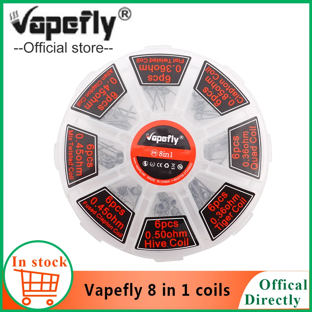 2 шт Vapefly 8 в 1 катушки 48 шт. пара DIY катушки легко носить с собой 8 в 1 катушки для электронной сигареты RDA RDTA RTA распылитель