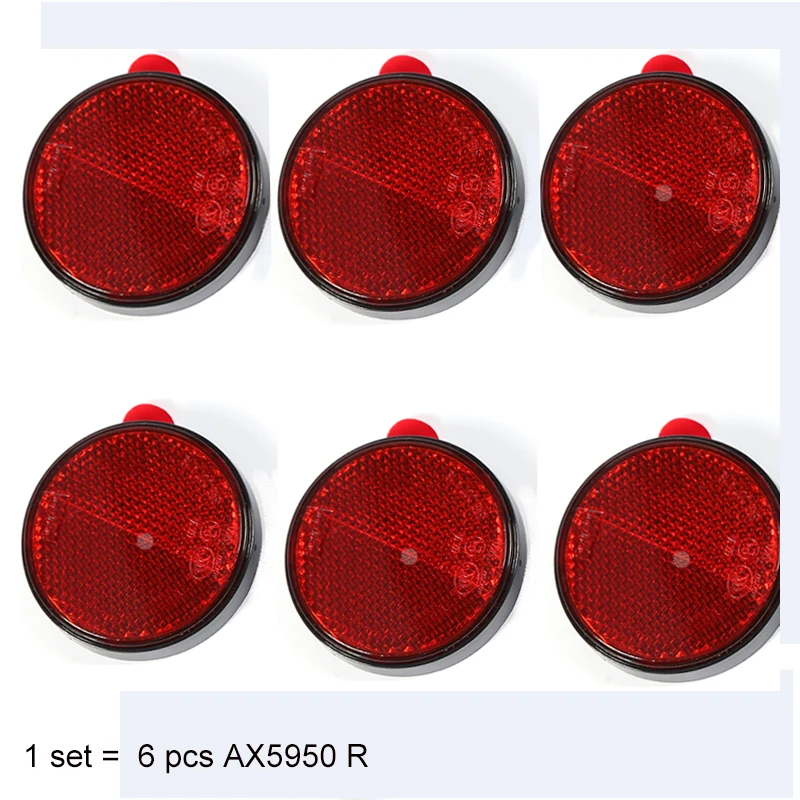

6PCS AOHEWE Red Amber White round reflector self adhesive E C E Approval for trailer truck lorry bus RV caravan bike machine