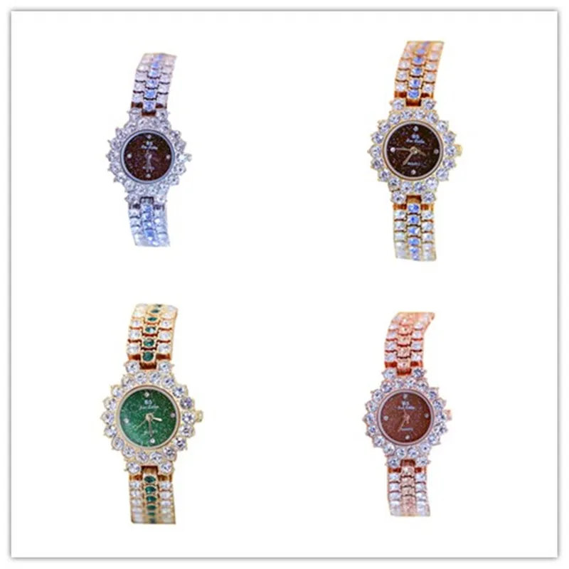 Женские наручные часы BS Bee Sister, стразы, сталь, маленький циферблат, кварцевые часы, зеленые часы