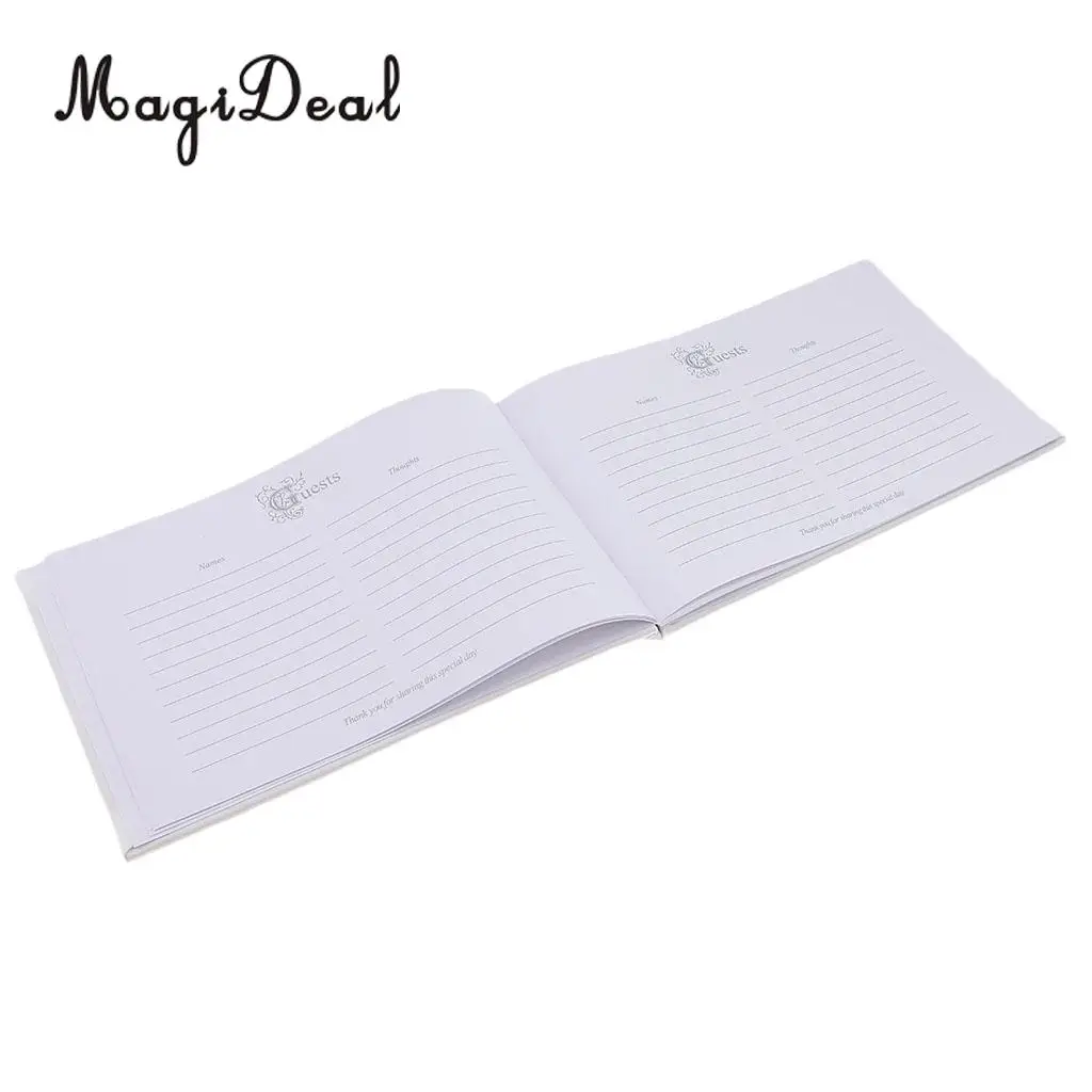 MagiDeal Wedding Ceremony Party Signature Guest Book Pearls Lace Flower Applique Guestbook
