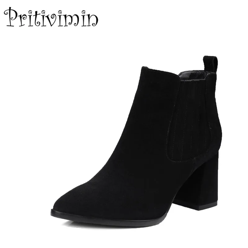 2018 New ladies high quality lined warm winter shoes woman genuine leather thick high heels autumn ankle boots Pritivimin FN119 2018 New ladies high quality lined warm winter shoes woman genuine leather thick high heels autumn ankle boots Pritivimin FN119