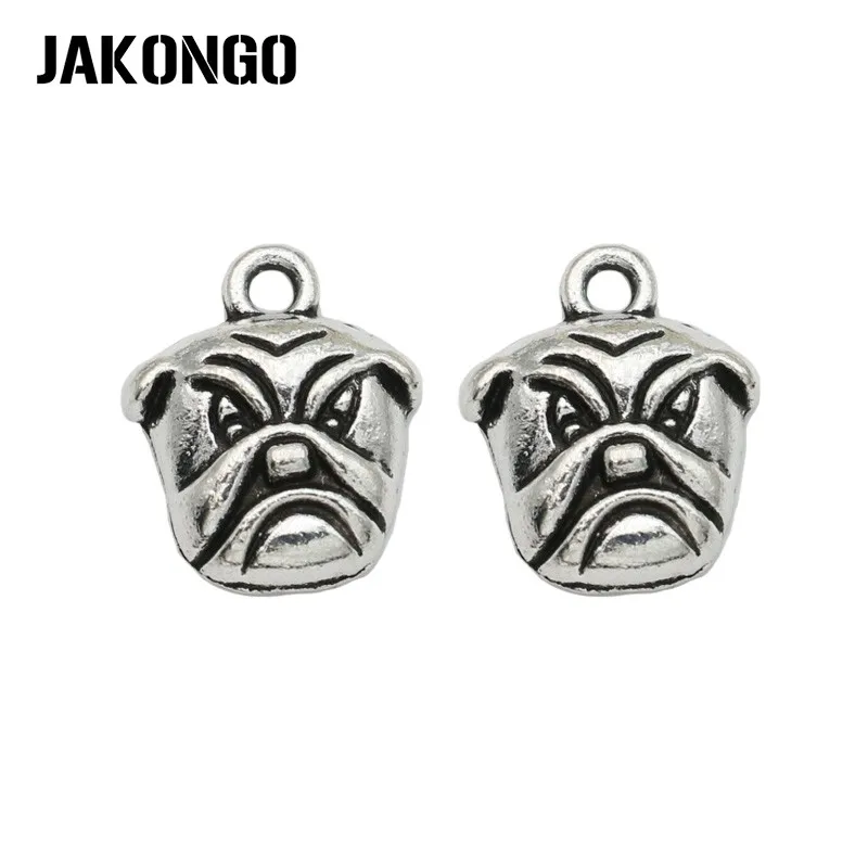 JAKONGO Античная Посеребренная голова собаки подвески кулон для изготовления