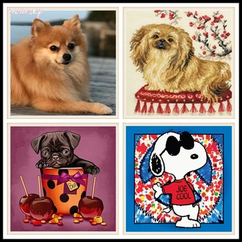 

Full Needlework Diy Diamond Painting Cross Stitch Cute Dog Painting Diamond Embroidery Round Diamond Mosaic Pictures ronasky3004