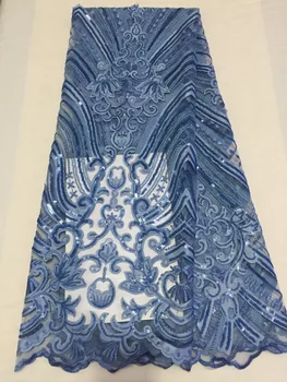 

The latest French lace fabric, 3D sequins and high quality hand embroidered lace lace soft tissue dress YZ290