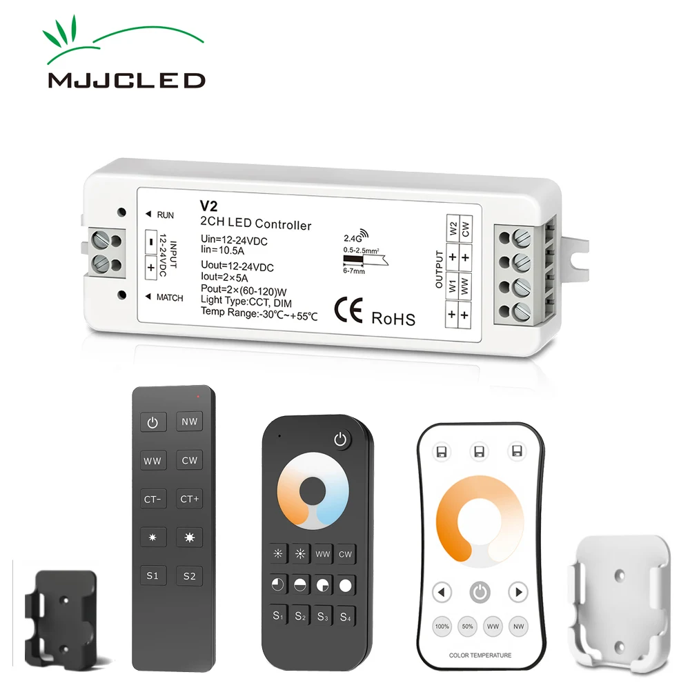 12V LED диммер WW CW контроллер 24V 10A 2CH 2 4G Одноцветный CCT RF Диммер 240W беспроводной пульт