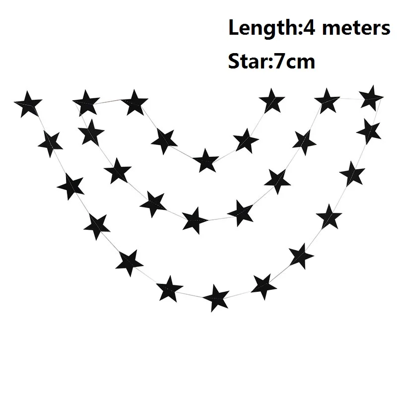 Золотая Звезда баннеры на стену Бумажная гирлянда струнная цепь детский душ флаг День рождения Свадебная вечеринка украшения DIY Поставки - Цвет: 7cm black