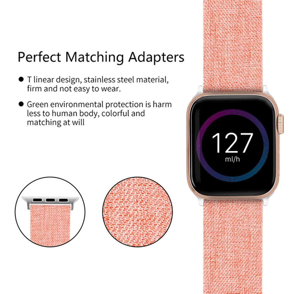 Ремешок для Apple Watch 4 3 2 1 Смарт-часы 38 мм/42 мм холщовый ремешок для часов для iwatch 1/2/3/4 сменные браслеты