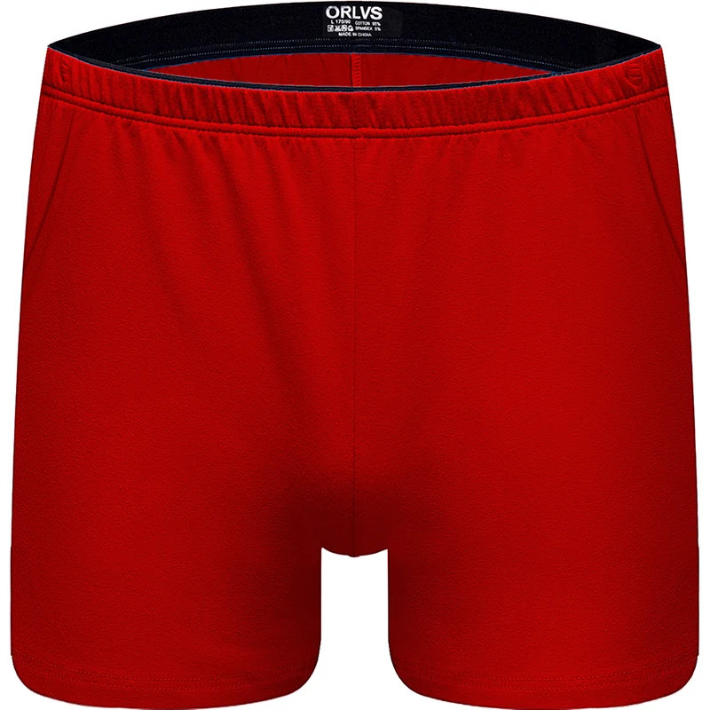 Бренд ORLVS, 50 шт./лот,, быстросохнущее Мужское нижнее белье, мужские боксеры, дышащие мужские трусы, хлопковые мужские пижамы, сетчатые шорты - Цвет: Красный