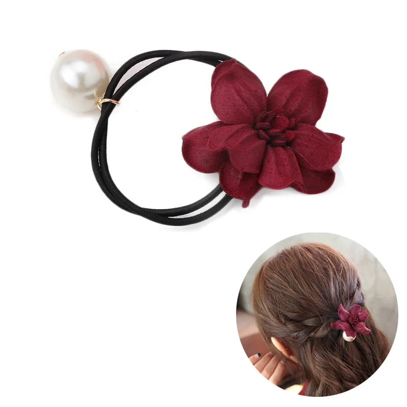 

2018 Now Hot Sale Girls Scrunchy Hair Accessories Hairband Rope Headband Flower Princess Pearl Elastic Hair Band