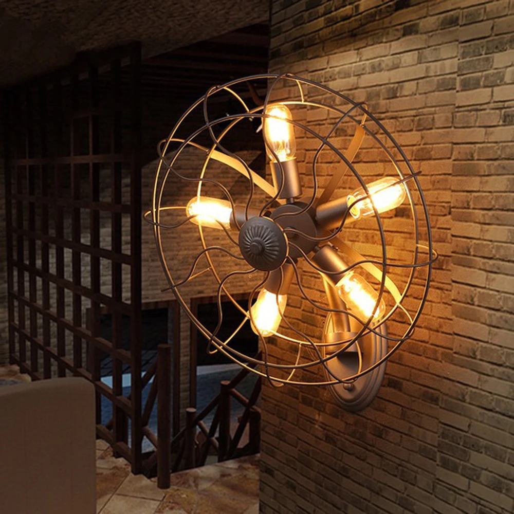 

led e27 Loft Industrial Iron Fan Shaped LED Lamp LED Light Wall lamp Wall Light Wall Sconce For Store Bar Corridor