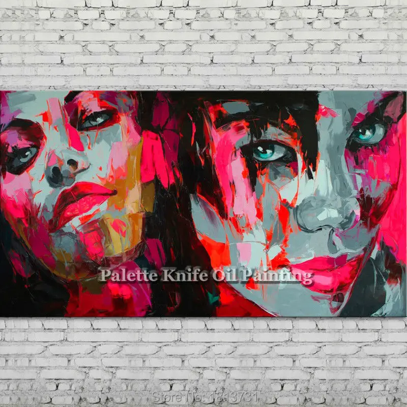 

Hand painted Francoise Nielly Palette knife portrait Face Oil painting Character figure canva wall Art picture for living room20