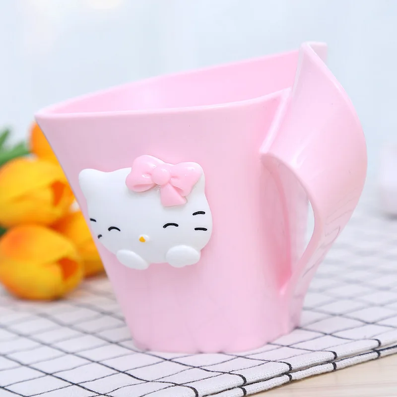 

Cartoon Hello Kitty Water Cups Toothbrush Holder Cup Bathroom Sets Cute Cat Baby Kids Wash Cup