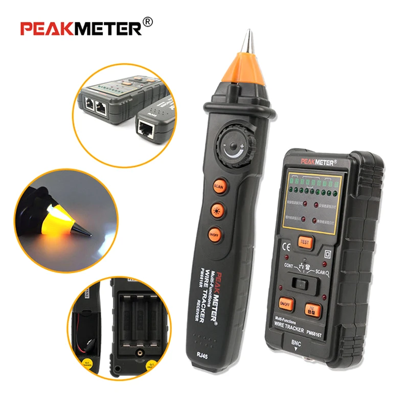 PEAKMETER PM6816 Line Finder: Cercacavi Multifunzione RJ11/RJ45 Con Auricolare, Per Reti E Telefoni
