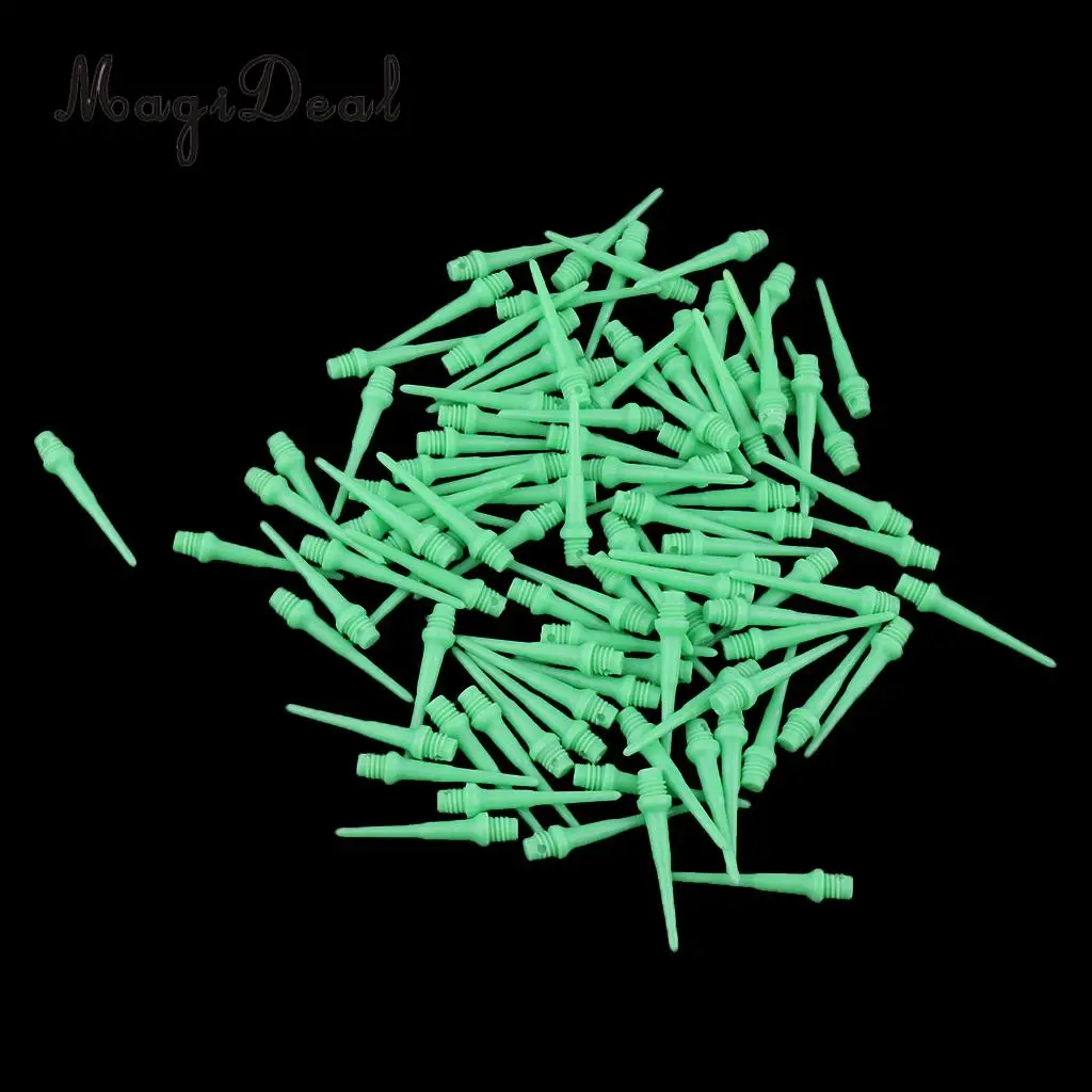 MagiDeal 100 Pieces Dart Soft Tips Points 2BA Standard Darts Needle Green