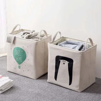 

Cotton Linen Square Laundry Basket Clothes Hamper Foldable Laundry Bag Kids Toy Storage Bucket Laundry Hamper Stand High Quality