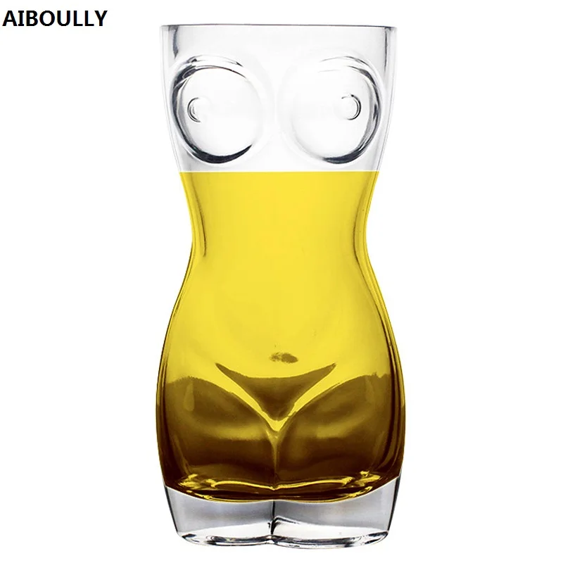 

AIBOULLY Heat Resisting Double wall Sexy Lady Wine Glasses Crystal Beer Cups Beauty Beautiful Human Body Design Drinkware Gifts