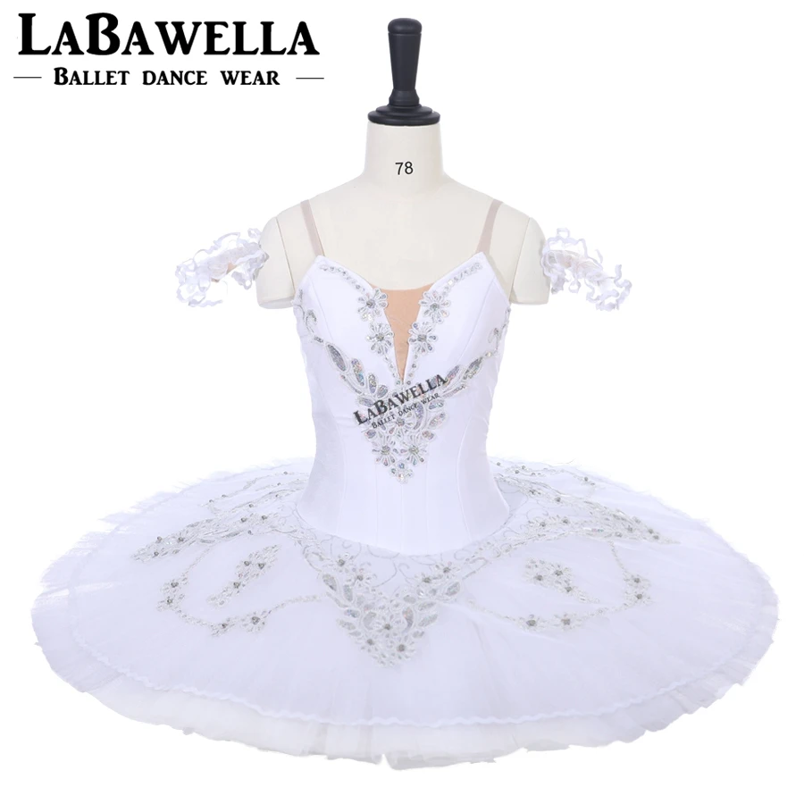 Women White Swan Professional Ballet PancakeTutu Classical  Platter Tutu Skirt Nutcracker Ballet Stage CostumeBT8931F