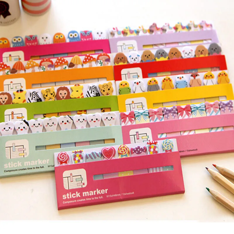 

120 Pages hot sales Owl Sticker Post It Bookmark Point Marker Memo Notepad Sticky Notes