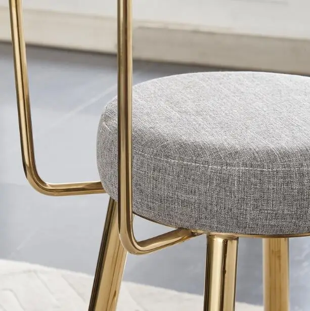 Nordic bar chair modern and simple household ironwork creative backrest gold dining chair cashier leisure high stool Nordic bar chair modern and simple household ironwork creative backrest gold dining chair cashier leisure high stool