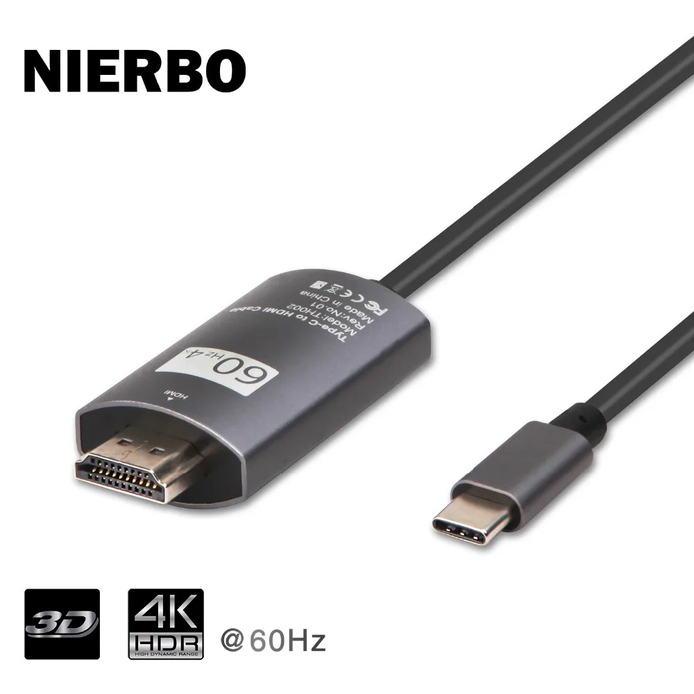 NIERBO USB C к HDMI 4 К * 2K @ 60 Гц Кабель 3 1 Тип (thunderbolt совместимый) для MacBook Pro DELL книга samsung
