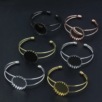 

crown lace 25mm round pad FILIGREE DESIGN BRACELET/BANGLE BASE/BLANK-mixed color