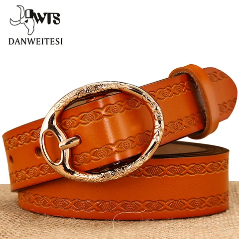 [DWTS]belt female genuine leather pin buckle belts for women designer brand luxury women ceinture femme cinturon mujer Pakistan