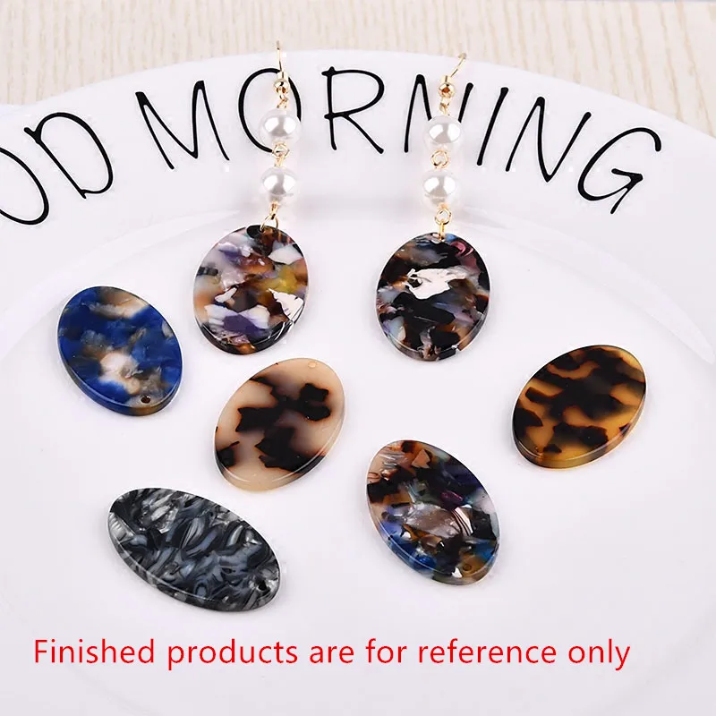 

New design 30pcs/lot colorful pattern geometry ovals shape acrylic beads charms diy jewelry earring pendants accessory
