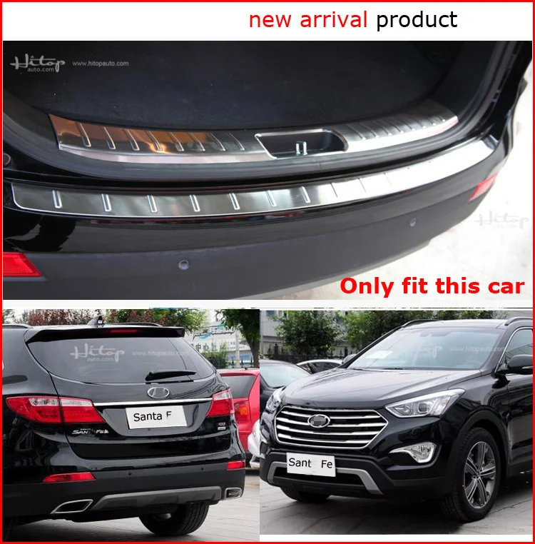 

New arrival for Hyundai Santa Fe 2013-2018 stainless steel rear bumper sill,rear door protecting plate,ISO9001 quality guarantee