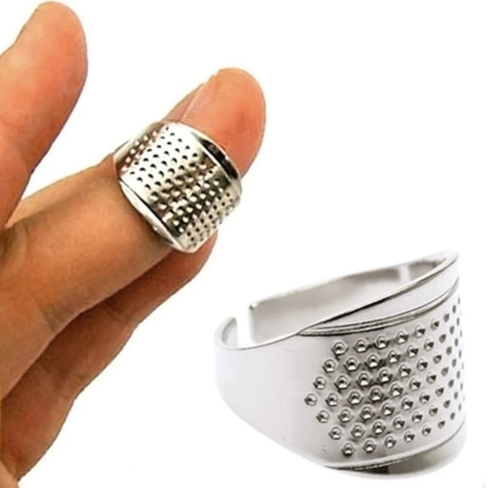

1 Pc Household Sewing DIY Tools Silver Ring Thimble Finger Protector Quilting Craft Accessories Adjustable Ring Sewing Thimbles