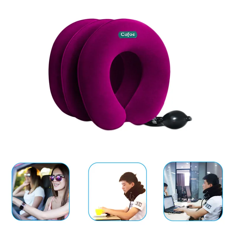 Goedkoop Opblaasbare Nek Tractie Zachte Cervicale Kraag Stretching Apparaat Air Cervicale Kussen 3 Lagen Voor Nek En Schouder Pijn Brace