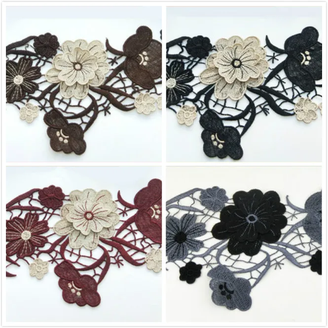 

High Quality Three-dimensional Water-soluble Embroidered Lace Fower Handmade Material Lace Trim Width 15cm 1Yd