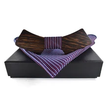 Mantieqingway Формальные дерево бабочкой для мужчин для взрослых Деревянные галстуки-бабочки платок Bowknots Бизнес галстук мужской платок