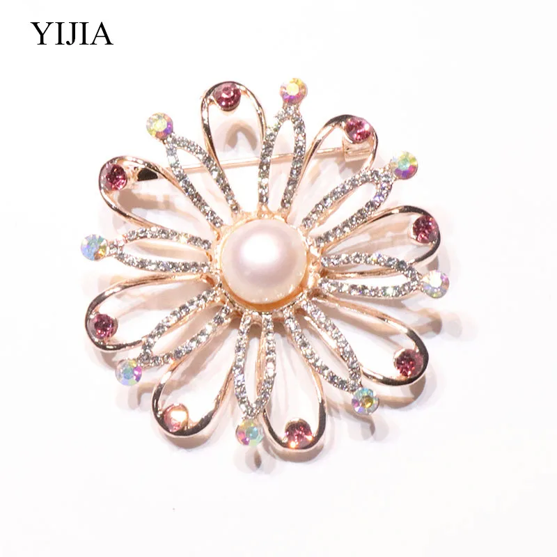 YIJIA Pealr Brooches Flower Brooches Fashion Jewelry For Party Wedding