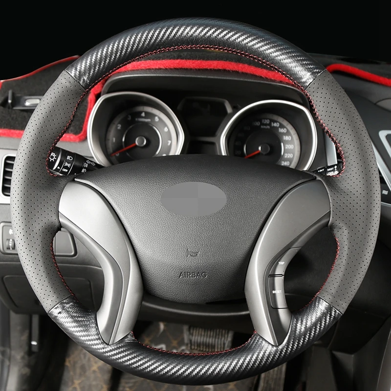 GKMHiR DIY черный карбоновый кожаный чехол рулевого колеса автомобиля для hyundai Elantra 2011- Avante i30 2012