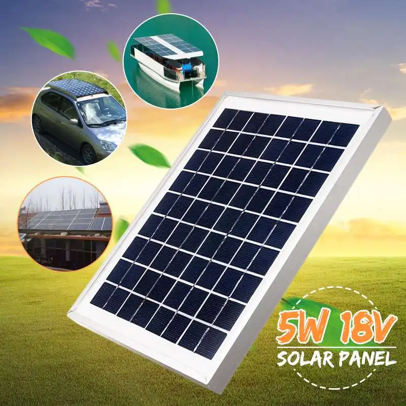 

5W Solar Panel 18V Battery Charger Boat + Alligator Clip Line For Phone Lighting RV Car Boat Voiture Bateau
